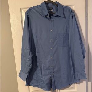 Izod Mens Blue Dress Shirt Classic Style Size 34/35 neck 18